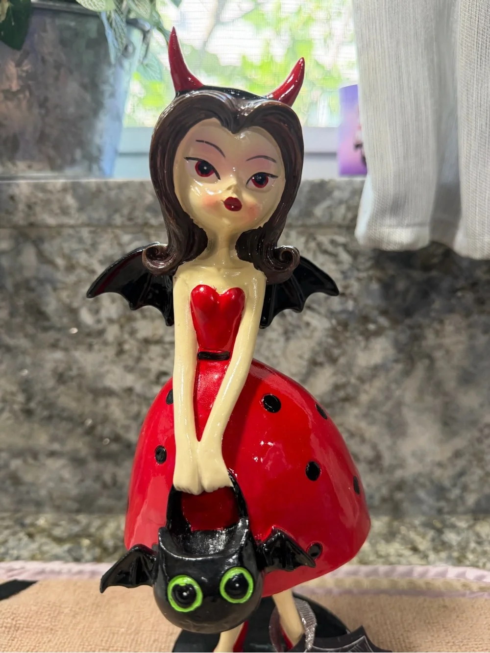 Bella Lux Devil Girl Halloween Figurine with Bat Purse | NWT 11”
